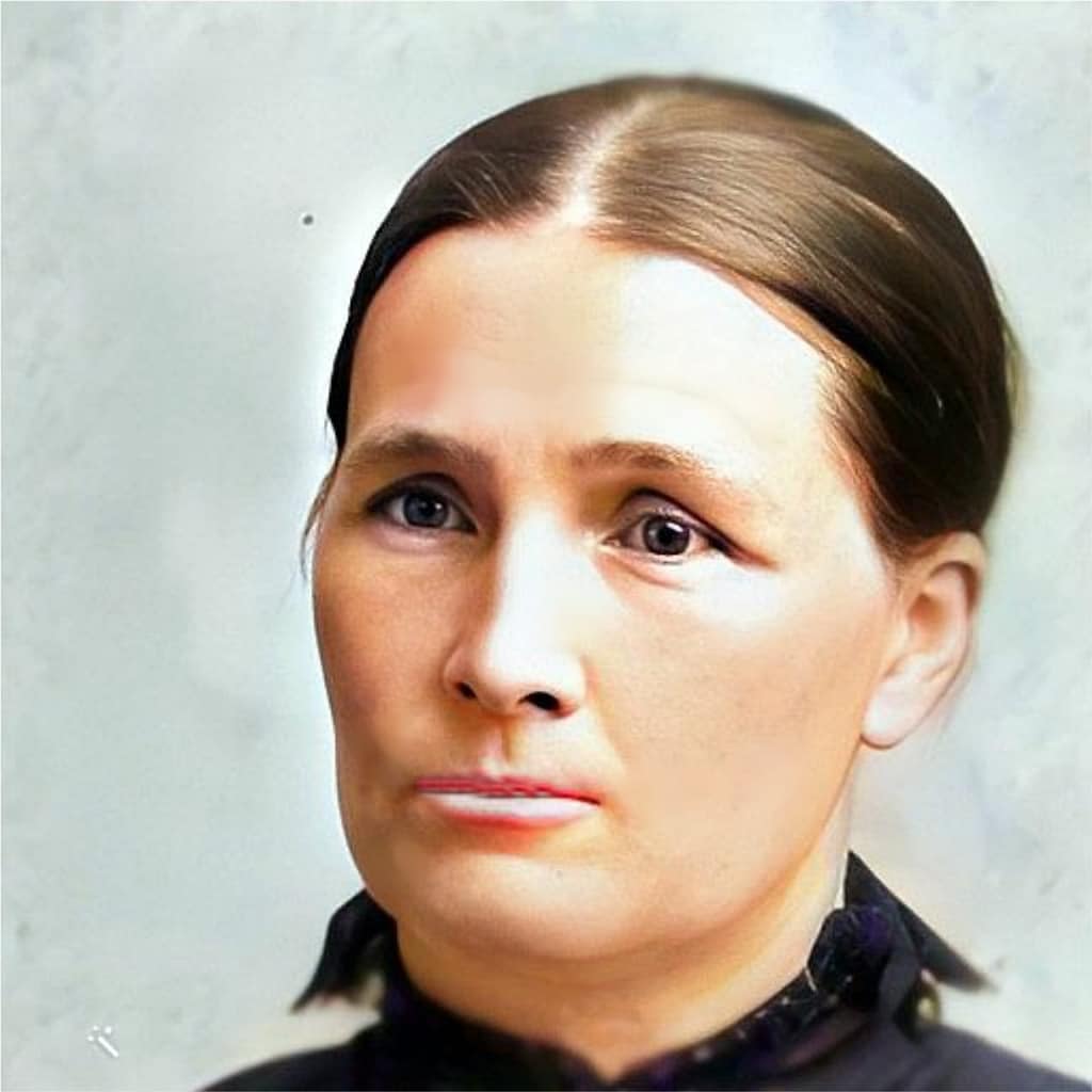 Picture of a woman with light brown hair with a part in the middle.