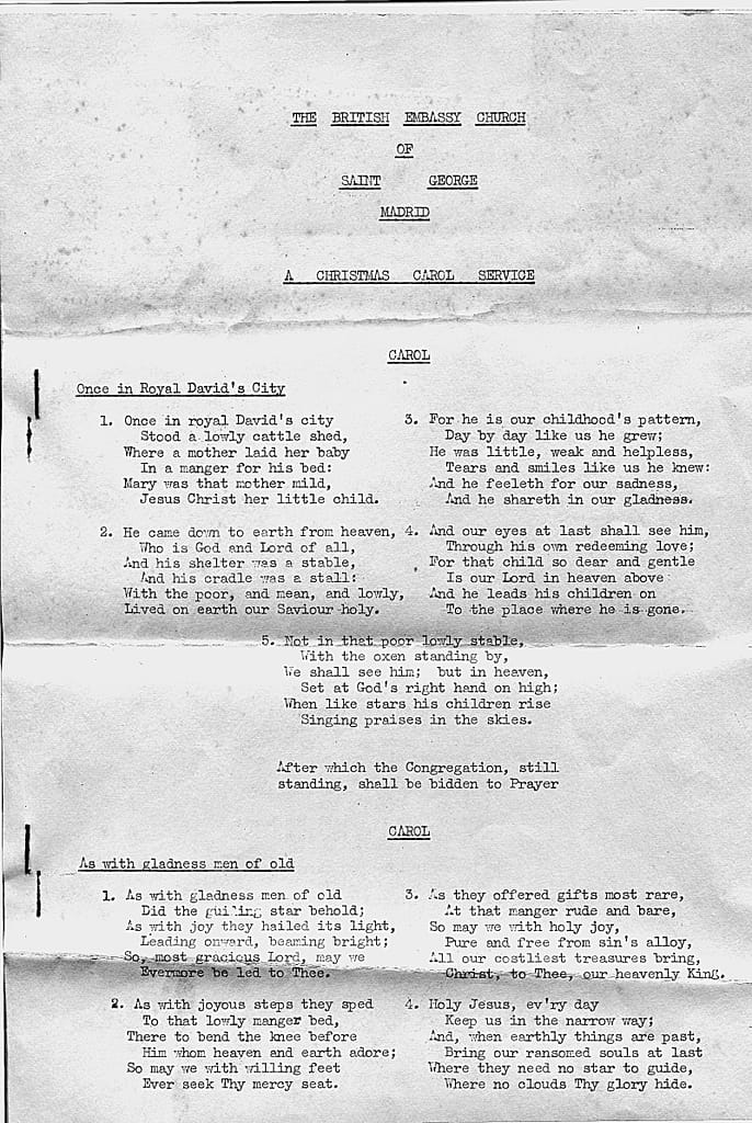 A list of Christmas Carols.